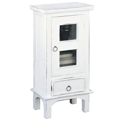 Shabby Chic Collection - End table with drawer and door finished in distressed white - three-quarter view CC-CHE324LD-WW