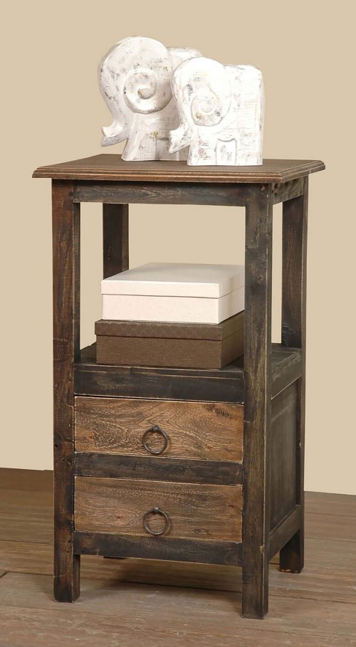 Shabby Chic Collection - End table with two drawers in a rustic finish - room setting CC-TAB168TT-BWRW