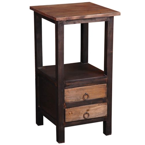Shabby Chic Collection - End table with two drawers in a rustic finish - three-quarter view CC-TAB168TT-BWRW