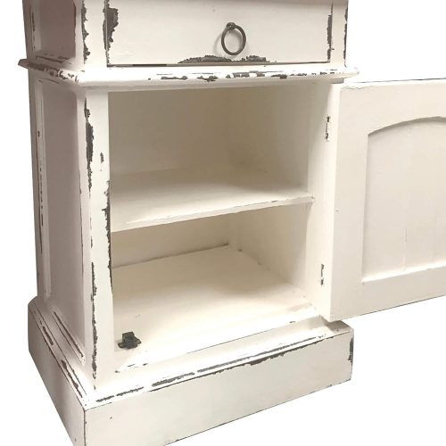 Shabby Chic Collection - Nightstand finished in a whitewash - detail with door open CC-CHE551LD-WW