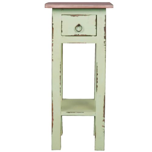 Shabby Chic Collection - Side table finished in Limewash with a Bahama wood top - front view CC-TAB1792TLD-BHLW