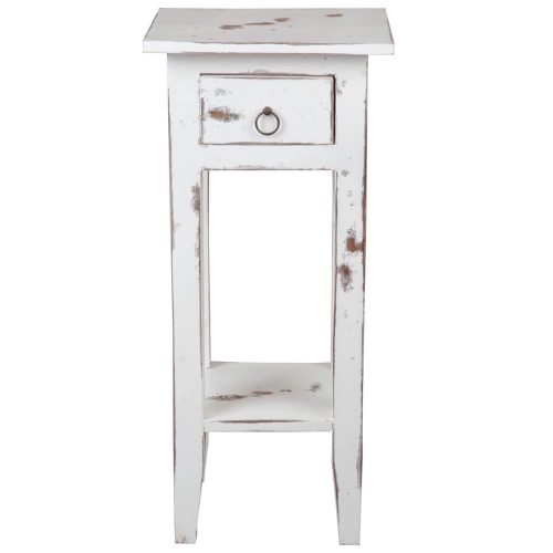 Shabby Chic Collection - Side table finished in a heavy distressed whitewash - front view CC-TAB1792HD-WW