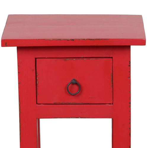 Shabby Chic Collection - Side table finished in antique red - detail of top and drawer CC-TAB1792LD-AR