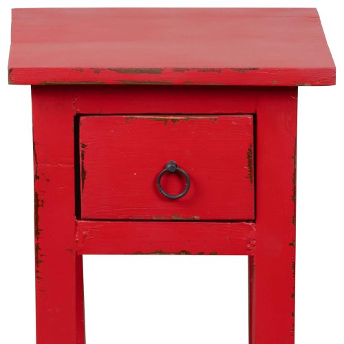 Shabby Chic Collection - Side table finished in distressed red - detail of drawer CC-TAB1792LD-RD