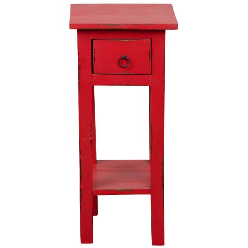 Shabby Chic Collection - Side table finished in distressed red - front view CC-TAB1792LD-RD