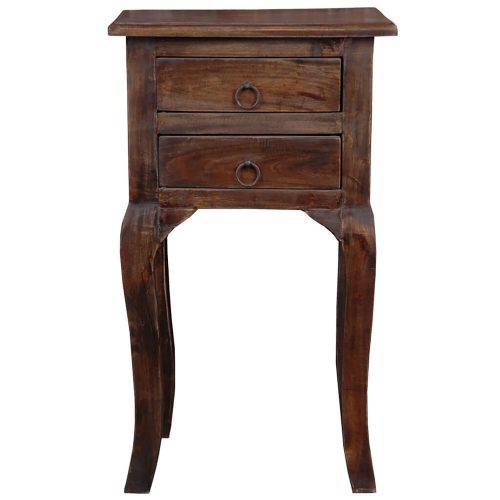 Shabby Chic Collection - Side table with two drawers finished in distressed Mahogany - front view CC-TAB1793S-VI