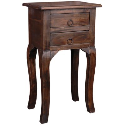 Shabby Chic Collection - Side table with two drawers finished in distressed Mahogany - three-quarter view CC-TAB1793S-VI