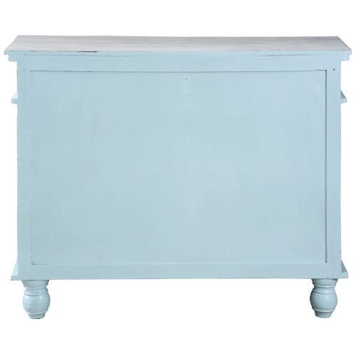 Shabby Chic Collection - Sideboard with drawers finished in beach blue - back view CC-CAB1296TLD-SBLW