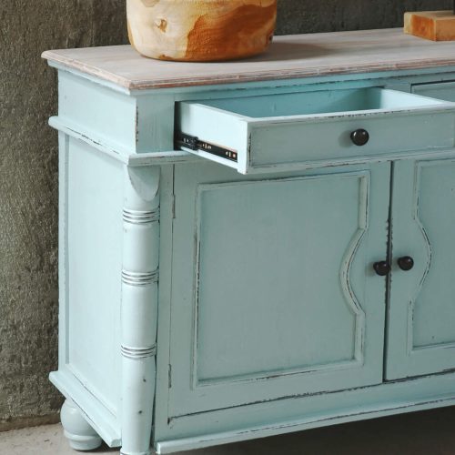 Shabby Chic Collection - Sideboard with drawers finished in beach blue - detail of drawer CC-CAB1296TLD-SBLW