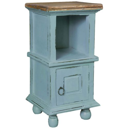 Shabby Chic Collection - Table with storage finished in two-tone beach blue with a Mahogany top - three-quarter view CC-TAB016TLD-BBSV