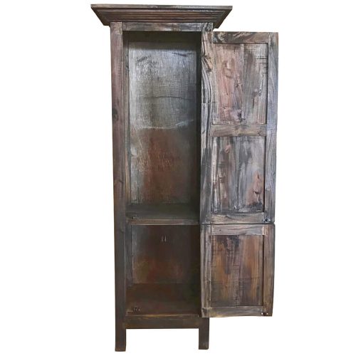 Shabby Chic Collection - Tall storage cabinet finished in rustic mahogany - front view with door open CC-CAB1227S-RW