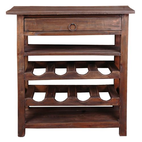 Shabby Chic Collection - Wine server finished in rustic Mahogany - front view CC-RAK030S-RW