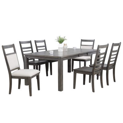 Shades of Gray - 7-piece dining set - extendable dining table - six slat back chairs DLU-EL9282-4C100-2C90-7PC