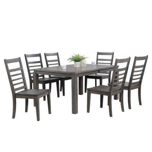 Shades of Gray - 7-piece dining set - extendable table with six slat back chairs DLU-EL9282-C100-7PC