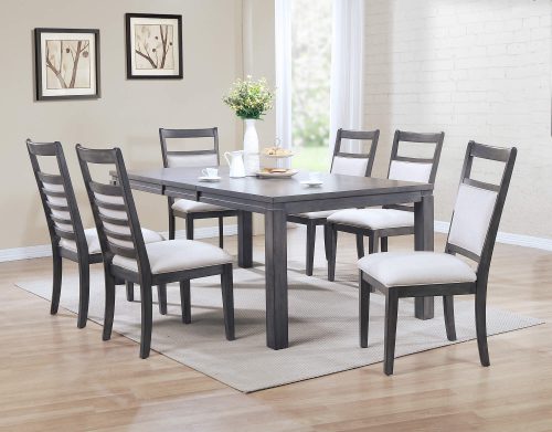 Shades of Gray - 7-piece dining set - extendable table with six upholstered chairs dining room setting DLU-EL9282-C90-7PC