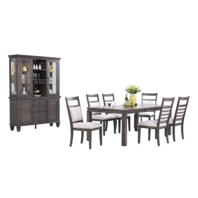 Shades of Gray - 9-piece dining set - extendable dining table - six upholstered chairs - buffet and hutch DLU-EL9282-C90-BH9PC