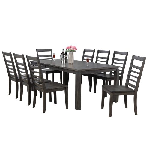 Shades of Gray - 9-piece dining set - extendable table with eight slat back chairs DLU-EL9282-C100-9PC