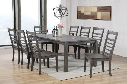 Shades of Gray - 9-piece dining set - extendable table with eight slat back chairs - dining room setting DLU-EL9282-C100-9PC
