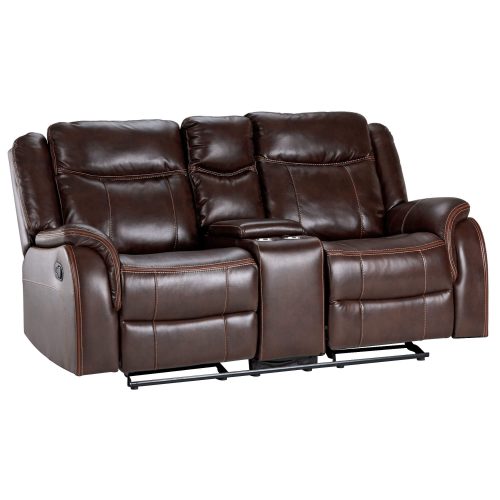 Avant Motion Loveseat w Console in Brown- Angled view- SU-AV8604041-285