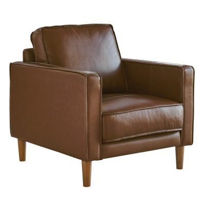 Midcentury Leather Chair in chestnut- Angled view
