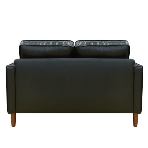 Midcentury Leather Loveseat in black-back view-SU-PR15070-80-200E