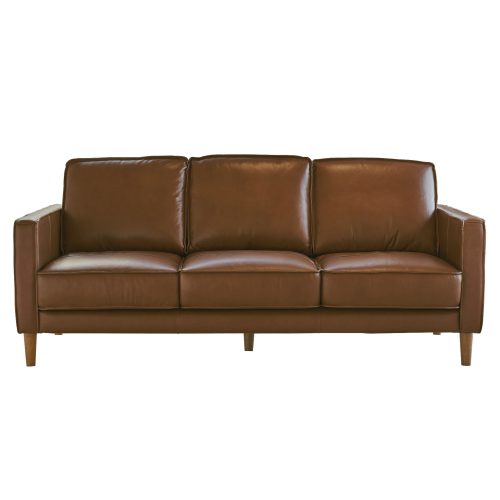 Midcentury Leather Sofa in chestnut-front view-SU-PR15070-86-300E