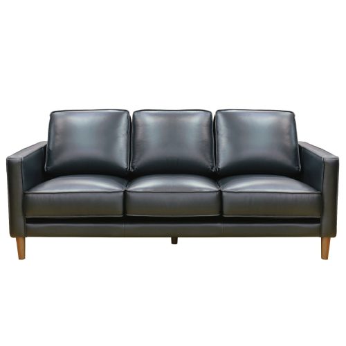 Midcentury Leather Sofa in black-front view-SU-PR15070-80-300E