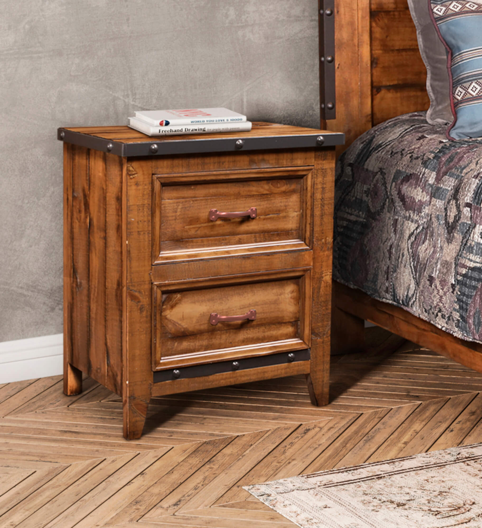 Rustic City 2 Drawer Nightstand - Sunset Trading