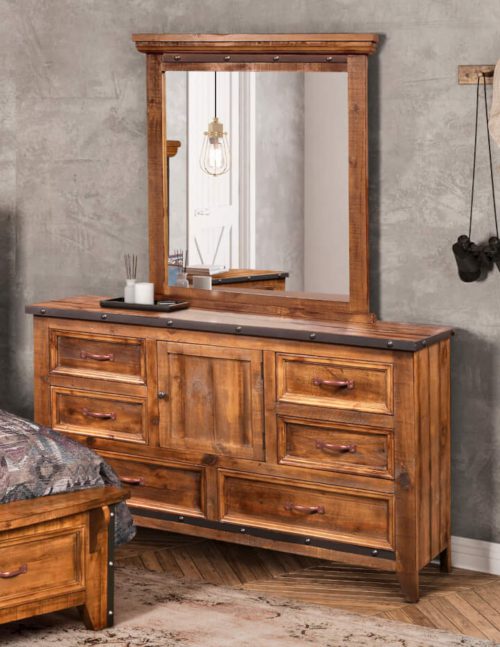 Rustic Dresser Mirror in room setting-HH-4365-31-32