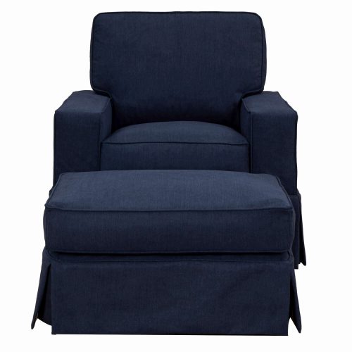 Americana Slipcover Collection: Chair and Ottoman, front view. Fabric color: 391049