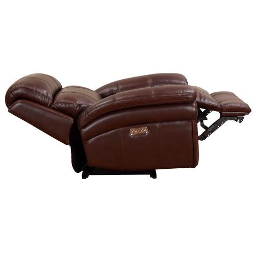 Luxe Leather Collection- Reclining Armchair in Brown - Side view in full recline-SU-9102-88-1394-85