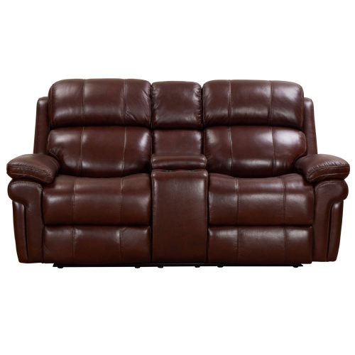 Luxe Leather Collection Reclining Loveseat in Brown - Front view -SU-1902-88-1394-73