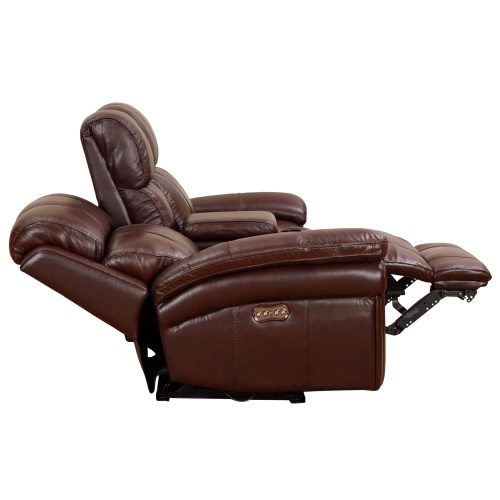 Luxe Leather Collection Reclining Loveseat in Brown - Side view fully reclined-SU-1902-88-1394-73