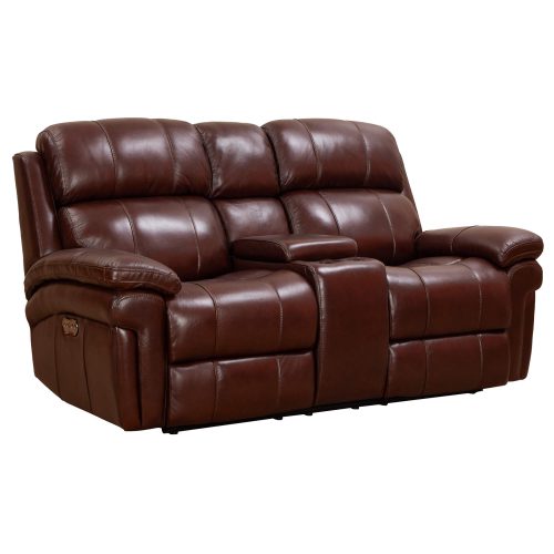 Luxe Leather Collection Reclining Loveseat in Brown - Three-quarter view-SU-1902-88-1394-73