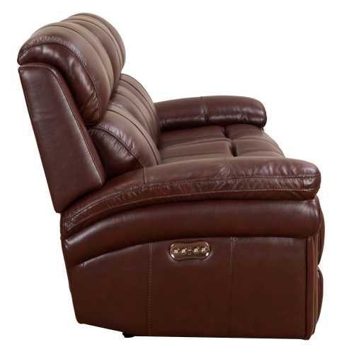 Luxe Leather Collection Reclining Sofa in Brown - Side view-SU-9102-88-1394-58-5