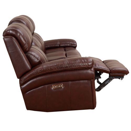 Luxe Leather Collection- Reclining Sofa in Brown - Side view with one leg rest up-SU-9102-88-1394-58