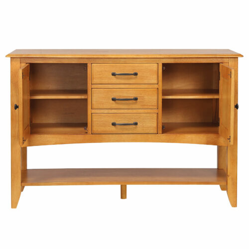 Selections Collection-Sideboard in Light oak-Front view with cabinet doors open-DLU-1122-SB-LO