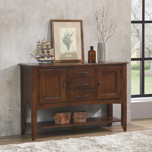Andrews Collection-Sideboard in Chestnut-Angle view in room setting-DLU-1122-SB-CT