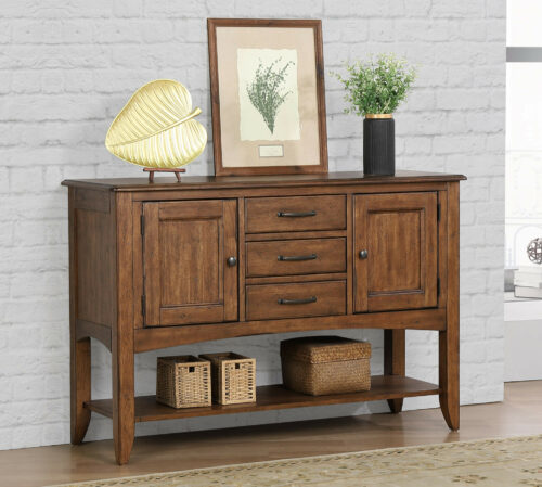 Brook Collection- Sideboard in Amish Brown finish - Angle view in room setting-DLU-1122-SB-AM