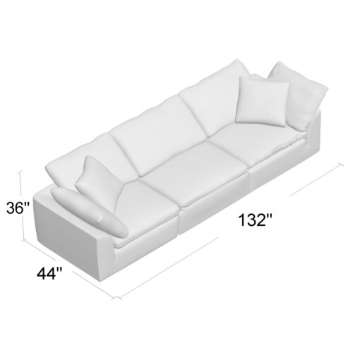 Cloud Puff Collection - 3 PC Sofa Sectional dimensions-SU-1458-2C-1A