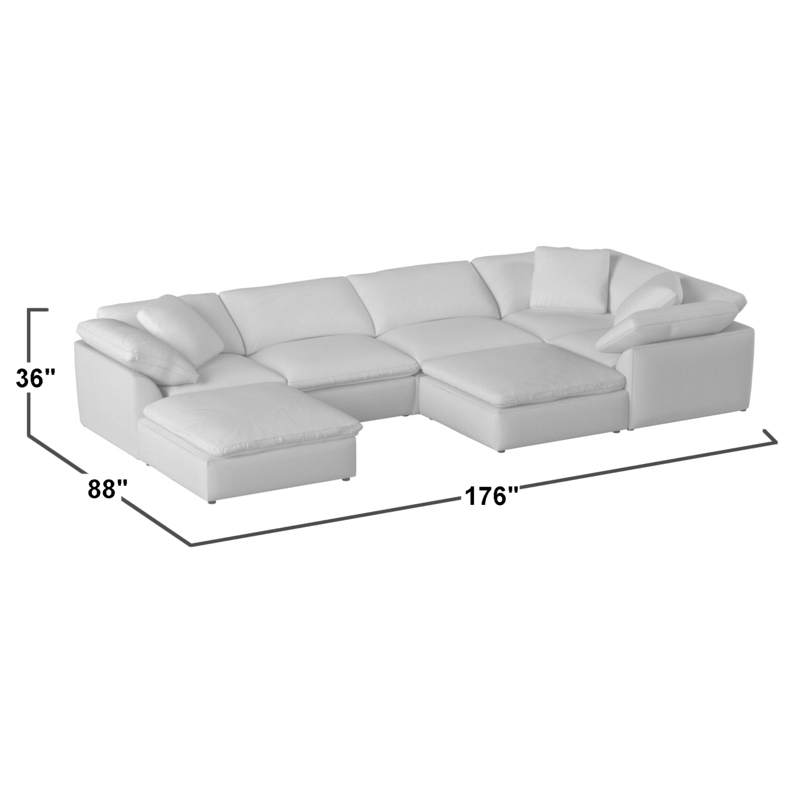 Cloud Puff Slipcovered 7 PC Modular Sectional Sofa with Two Ottomans -  Color 391049 - Sunset Trading