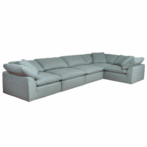 Cloud Puff Collection - Five Piece L Shaped Sofa Sectional in Light Blue 391043-SU-1458-43-3C-2A