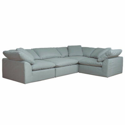 Cloud Puff Collection - Four Piece L Shaped Sofa Sectional in Light Blue 391043-SU-1458-43-3C-1A