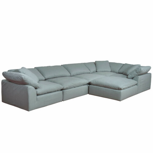Cloud Puff Collection - Six Piece Sofa Sectional with Ottoman in Light Blue 391043 - Angle view-SU-1458-43-3C-2A-1O