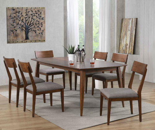 Mid Century Dining Collection Dining table and six upholstered chairs. Dining room setting - DLU-MC4278-C45-7P