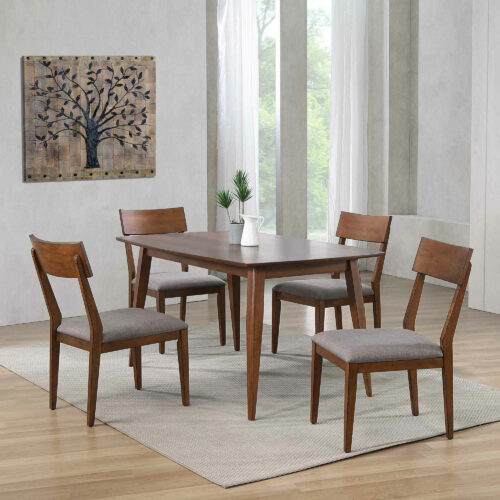 Mid-Century Dining Collection Table and four upholstered chairs. Dining room setting DLU-MC3660-C45-5P