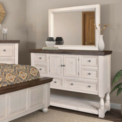 Rustic French Collection - Six drawer two door dresser in room setting-HH-4750-20-315