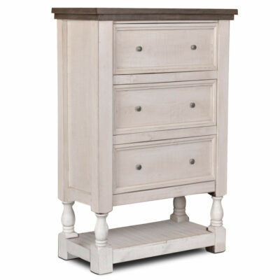 Rustic French Collection - Three drawer chest with shelf-HH-4750-345