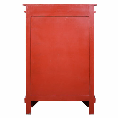 Cottage Collection-Carved hall cabinet in red, back view-CC-CAB236LD-AR