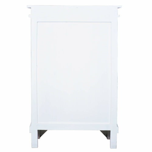 Cottage Collection-Carved hall cabinet in white, back view-CC-CAB236TLD-WWDW